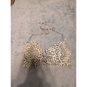 Victoria's Secret Size 32D Leopard Print Getaway Halter Bikini Top